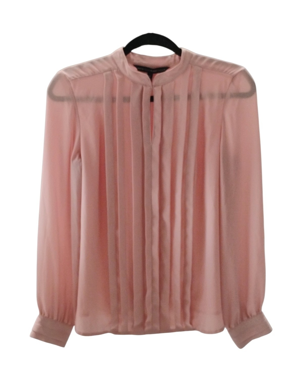 White House Black Market Womens Pink Pleated Long-Sleeve Blouse SZ 0